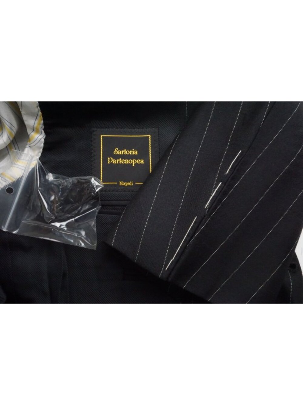 Sartoria Partenopea Black Pinstriped Wool Sport Coat Jacket Sz 36R US Brand New